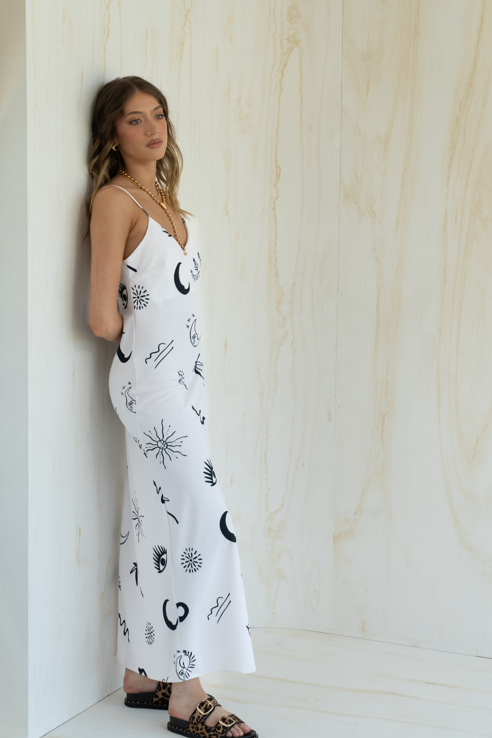 Vestido Slip Soho Snake-eye crema